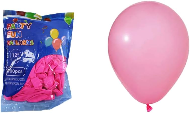 Latex Party Standard Balloons 100 Pcs, 12 Inch Pink Latex Balloons for Weddings, Birthdays & Special Occasions, Party Decorations