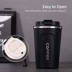 96 Pieces Gray Coffee Mugs with Lid (380ml Double Wall Insulated Stainless Steel Mug – Travel-Friendly – Leak-Proof Coffee Cup for Hot & Cold Beverages – BPA-Free – Spill-Resistant Mug for Office – Home)