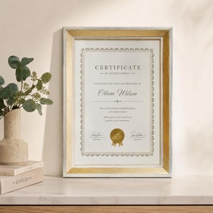 96 Pieces A4 Document Frames (21 x 29.7 cm for Certificates – Diplomas and Photos – Wall or Tabletop Display – Gold and Silver)