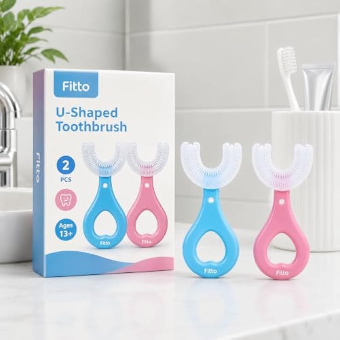 96 Pieces U-Shaped Silicone Toothbrush Sets with Soft Bristles and Easy-Grip Handle (Manual Oral Cleaning Brushes for Teens 13+ and Adults – Pink and Blue – Pack of 2)