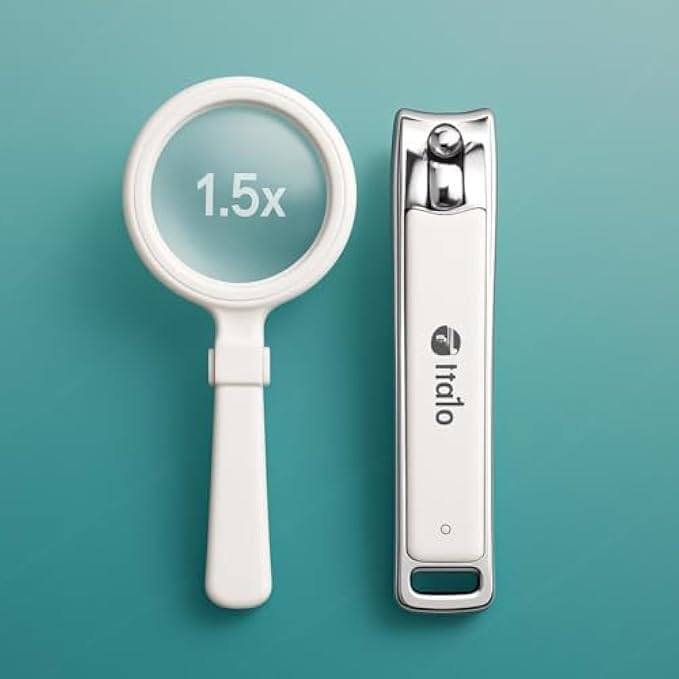 Magnifying Nail Clipper 9.1x1.9cm - Stainless Steel Fingernail Trimmer with Built-in Magnifier for Seniors & Low Vision Precision Manicure