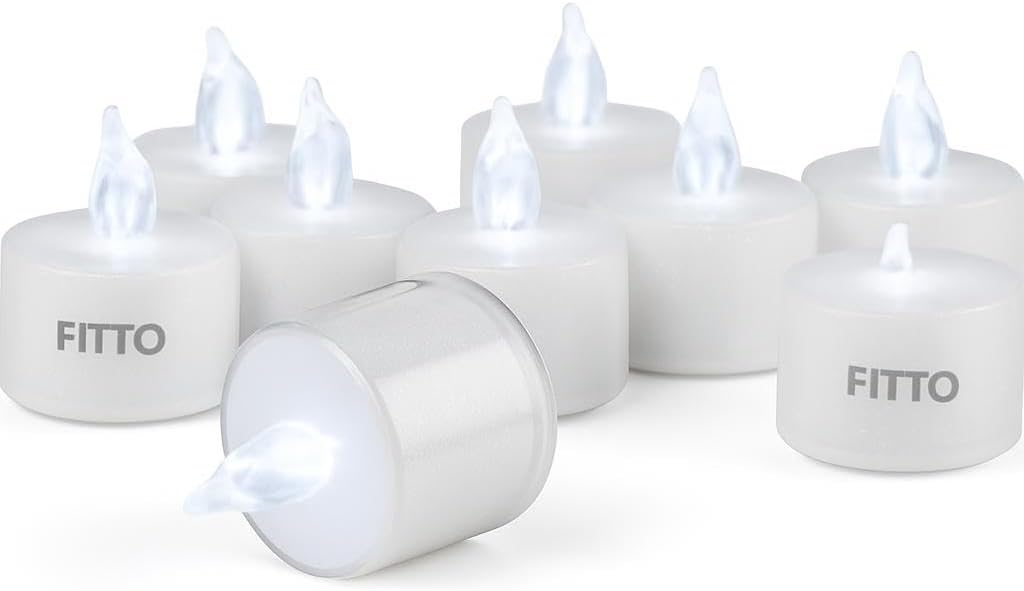 96 Pieces 12 Pieces Flameless Tea Light Candles Battery Operated Cool White LED Decorative Safety Candles for Home (Wedding – Events)