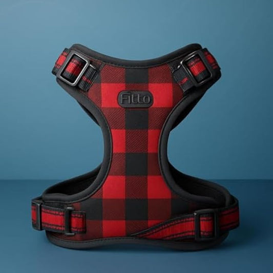 Red Pet Harness Size M 25x24cm - Adjustable Dog & Cat Walking Harness, Easy-On Comfortable Chest Strap