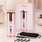60 Pieces Cordless Automatic Hair Curlers with LCD Display (One-Touch Curling Chamber and Rechargeable Portable Design – Pink and Rose Gold)