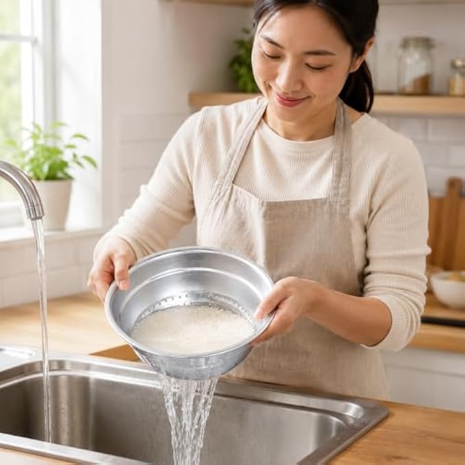 96 Pieces Aluminium Rice Strainers (Size 14 – 35.5 cm Perforated Colander for Rinsing Rice – Grains – Fruits and Vegetables – Silver)