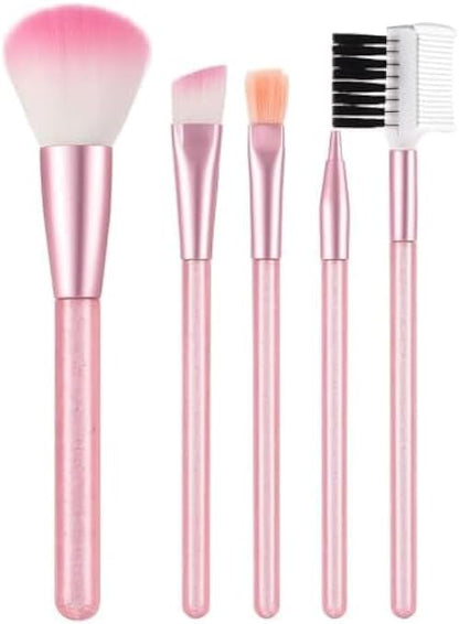 10-Piece Pink Makeup Brush Set with Travel Case - Synthetic Makeup Brushes for Foundation Powder Blush Eyeshadow Concealer Contour