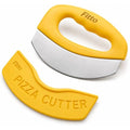 120 Pieces Mezzaluna Pizza Cutter Yellow Rocker Knives with Stainless Steel Blade (Curved Pizza Slicer with Protective Cover)