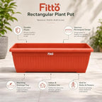 72 Pieces 62 cm Rectangular Plant Pots with Matching Drainage Tray (Durable Lightweight Plastic Planter for Herbs Flowers Indoor Outdoor Balcony Garden – Orange)