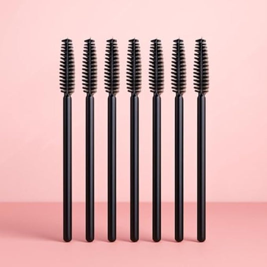Eyelash Brush Pack of 6 Black - Spoolie Mascara Wands for Lashes & Eyebrows, Makeup Spoolie Brush