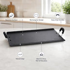 48 Pieces Nonstick Rectangular Dosa Tawas with Easy-Grip Handles (Raised Edge Flat Griddle Pan for Roti – Pancakes and Everyday Cooking – Black)