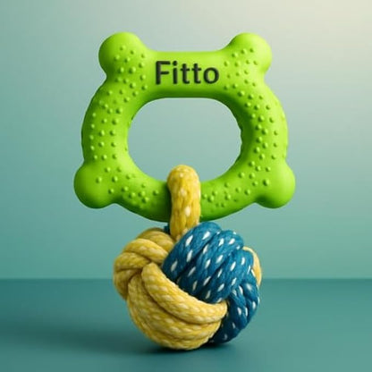 Dog Rope Toy - Green 19.5 x 8.5 cm | Durable Cotton Chew & Tug Toy for Dogs and Puppies - Dental Cleaning, Fetch & Interactive Play