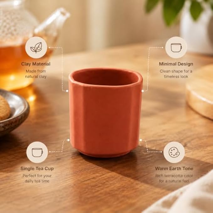 120 Pieces Natural Clay Tea Cups (Reusable Single Earthen Cup for Tea – Chai and Traditional Beverage Serving – Minimal Design – Terracotta)