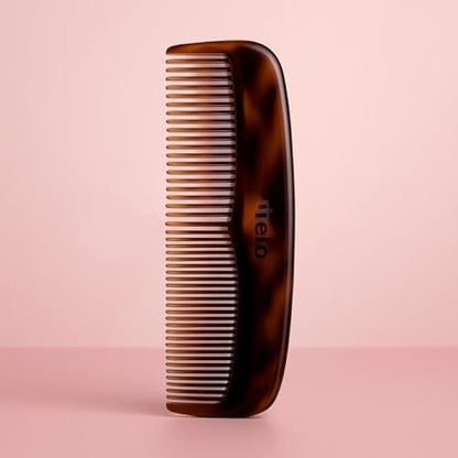 Brown Double-Sided Plastic Hair Comb with Rounded Teeth – Wide & Fine Tooth Sections for Detangling, Styling and Scalp Massage