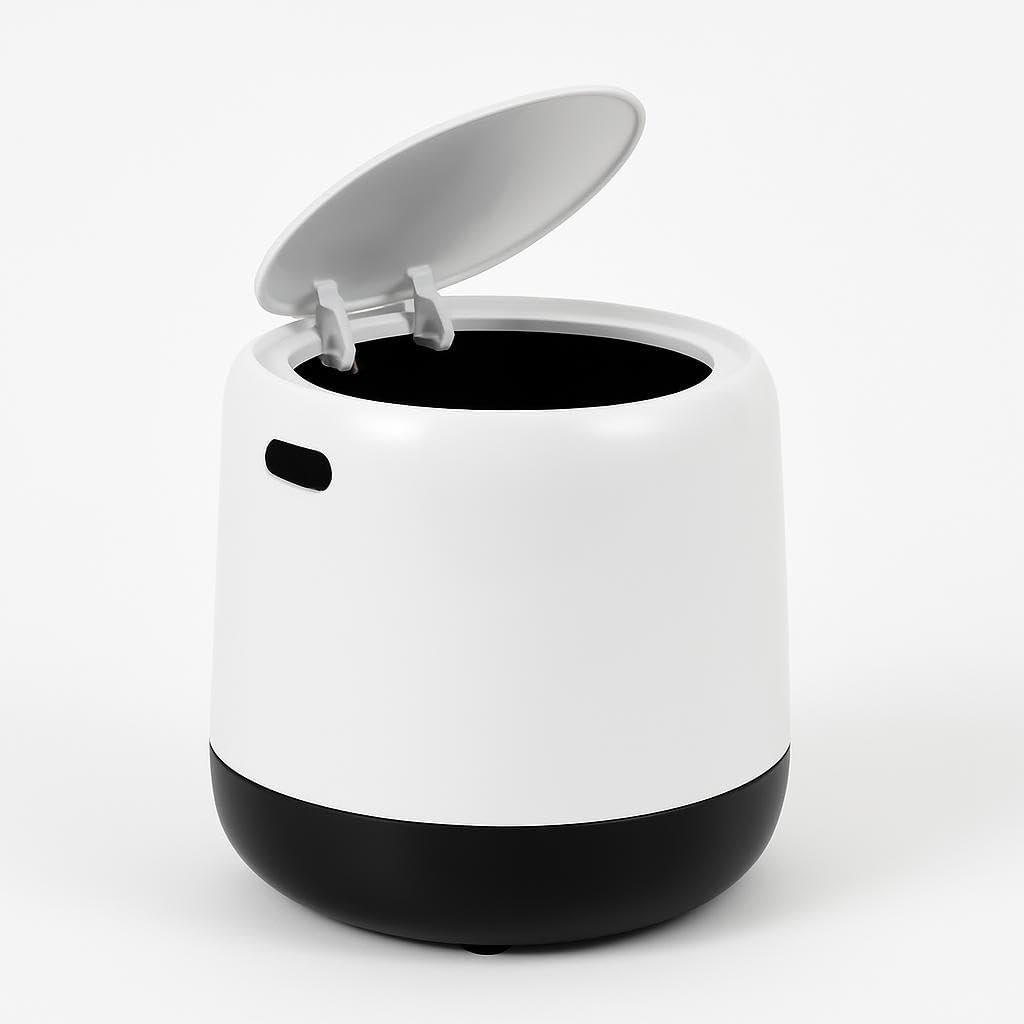 Compact Desktop Trash Can – White – ABS Material – 2.4L