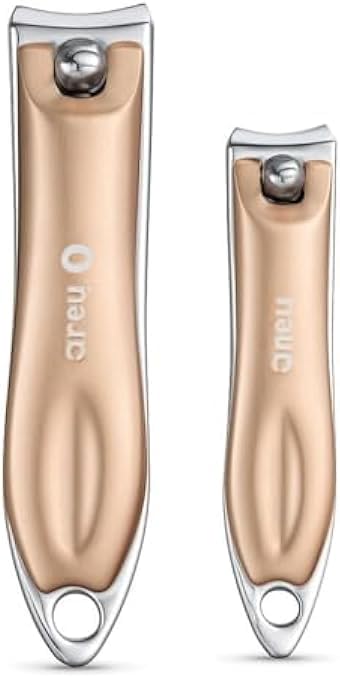 Stainless Steel Nail Clipper Set 2pcs (8x1.7cm & 6.5x1.4cm) Fingernail & Toenail Clippers Manicure Pedicure Travel Portable