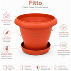 96 Pieces 25 cm Plastic Flower Pots with Saucer (Lightweight Indoor Outdoor Planter – Durable Plant Pot for Home Balcony Garden – Orange)