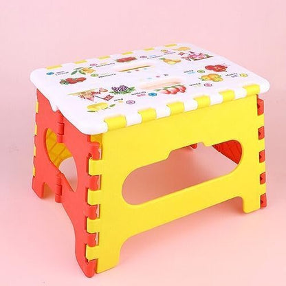 Folding Step Stool for Children & Adults - Lightweight, Multifunctional Plastic Design in Red, Portable and Durable for Kitchen, Bathroom, and Outdoor Use