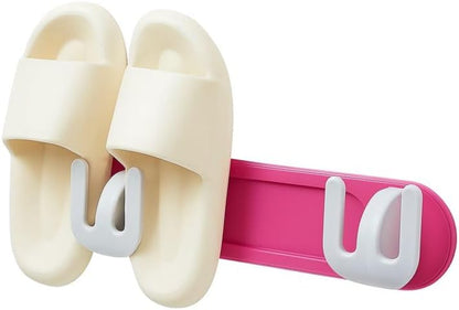 Wall-Mounted Slipper Rack – Rose Red – Adhesive, 1 Pack – Holds 2 Pairs