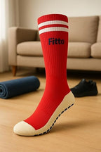 96 Pieces Anti-Slip Red Football Socks for Adults - Free Size