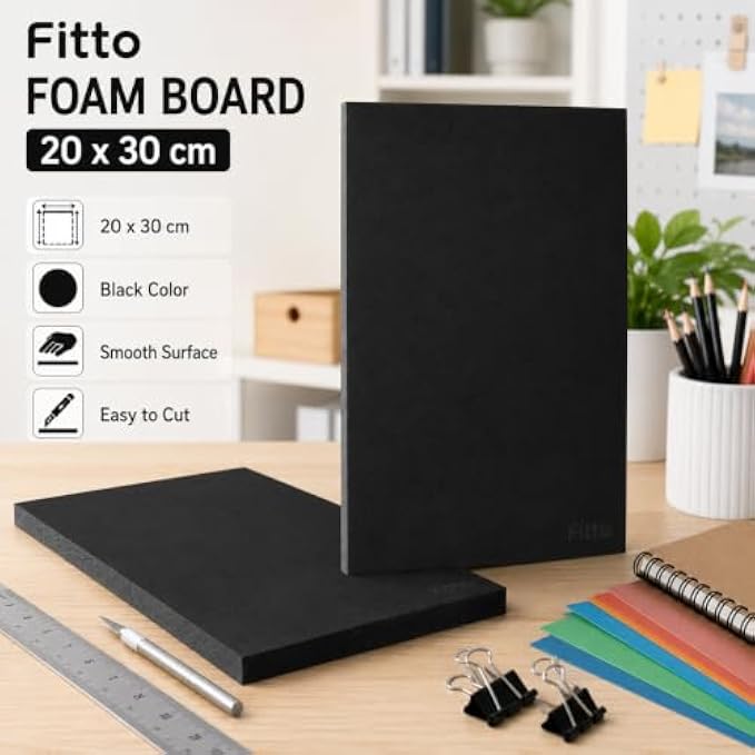 240 Pieces Black Foam Boards (20 x 30 cm Lightweight Smooth Craft Sheet for School Projects – Displays – Presentations and Model Making)