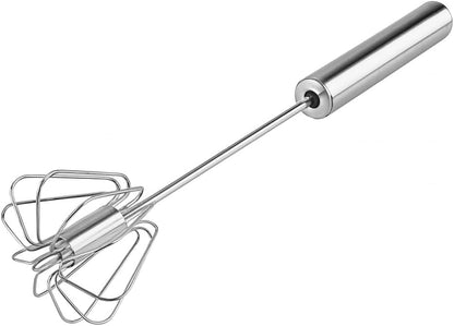Stainless Steel Egg Whisk - 12-inch Hand Push Rotary Whisk Blender, Versatile Milk Frother, Efficient Hand Mixer Stirrer for Blending, Whisking, Beating, and Stirring