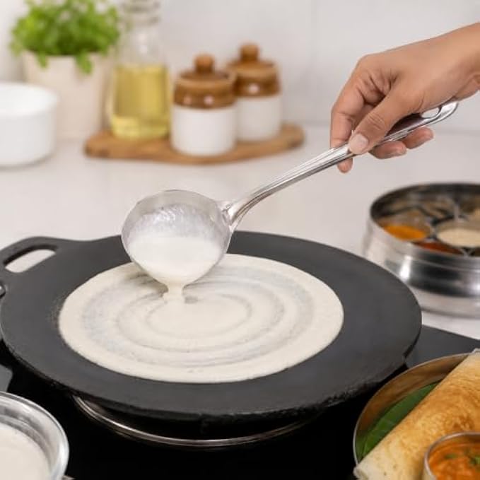 96 Pieces Stainless Steel Dosa Ladles with Long Handle (Deep Round Batter Pouring Spoon for Dosa – Crepes – Pancakes and Kitchen Serving – Silver)