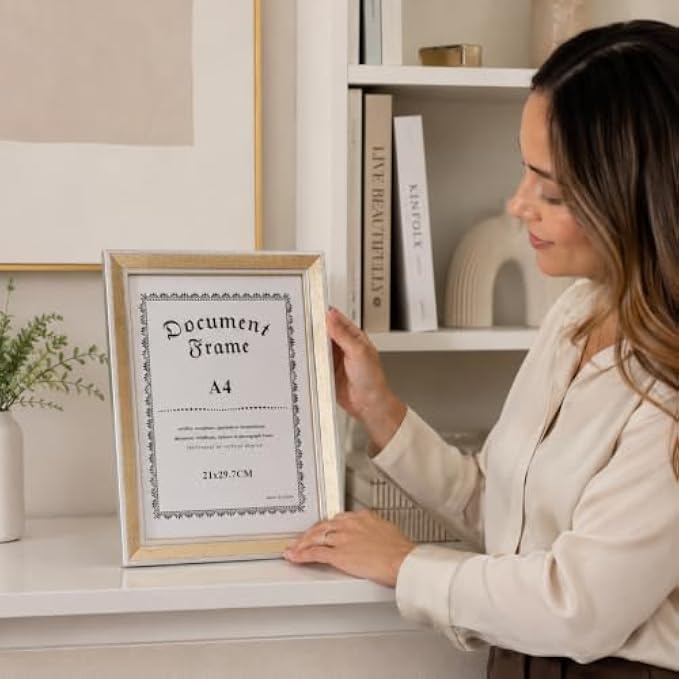 96 Pieces A4 Document Frames (21 x 29.7 cm for Certificates – Diplomas and Photos – Wall or Tabletop Display – Gold and Silver)
