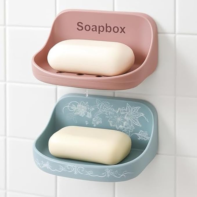 120 Pieces Soap Box Pack of 2 Assorted Colors - Plastic Soap Dish Holders for Bathroom & Travel (Ventilated Leakproof Soap Case for Bar Soap)