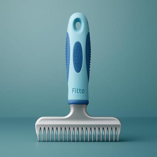 Pet Brush for Dogs & Cats - Blue Grooming & Deshedding Brush 15.5 x 11 cm - Handheld Hair Remover for Small to Medium Pets
