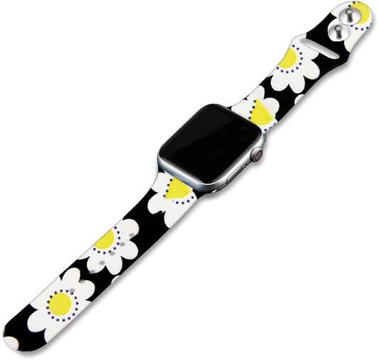 Fitto Apple watch band for 38mm/40mm, Soft Silicone beautiful patterned watchband for Apple watch series, iWatch Strap SE Series 7 6 5 4 3 2 1 women, Yellow