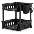 72 Pieces Desktop Organizer Shelves with Pen Holder (Multi Compartment Desk Storage Rack – Space Saving Office Organizer – Black)