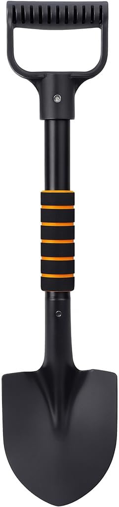 Hand Shovel with Black Metal Blade and Textured Grip Handle