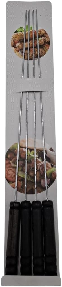 120 Pieces BBQ Skewers Sets (Pack of 4 Stainless Steel Skewers with Wooden Handles – Perfect for Grilling and Outdoor Activities – Silver)