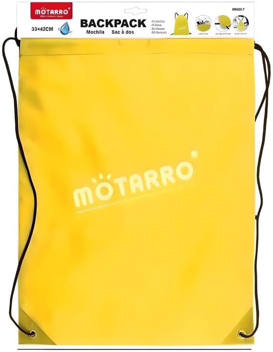 Yellow Backpack 42cm x 33cm, Durable School Bag for Kids, Lightweight Travel Backpack