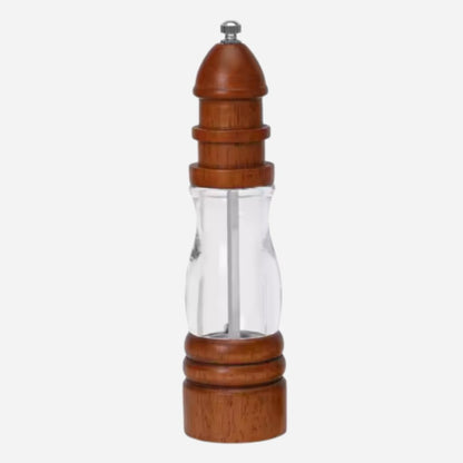 8" Acacia Wood Salt or Pepper Grinder – Adjustable Ceramic Core with Acrylic Display for Kitchen, Home, and Restaurant