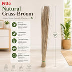 96 Pieces Natural Grass Brooms for Indoor and Outdoor Sweeping (Hand Tied Lightweight Cleaning Broom)