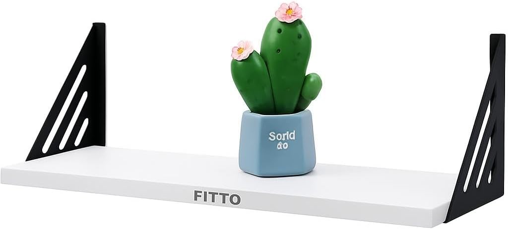 Floating Wall Shelf With Bracket 60X20X1.5cm, White