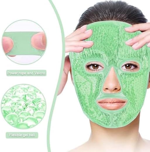Cold Face Eye Mask Ice Pack - Reusable Gel Beads Cooling Compress for Puffy Eyes, Dark Circles, Sinus Relief, Face Puffiness Reduction, Hot & Cold Therapy for Relaxation, Pain Relief