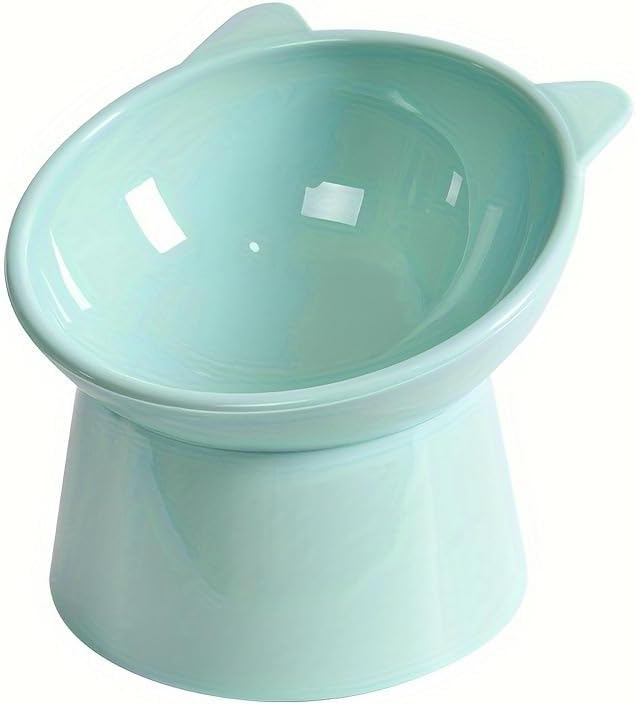 Cat Feeder Bowl – Tilted Design – 13.5cm x 11.5cm – 200ml Capacity – Pack of 4, Assorted Colors