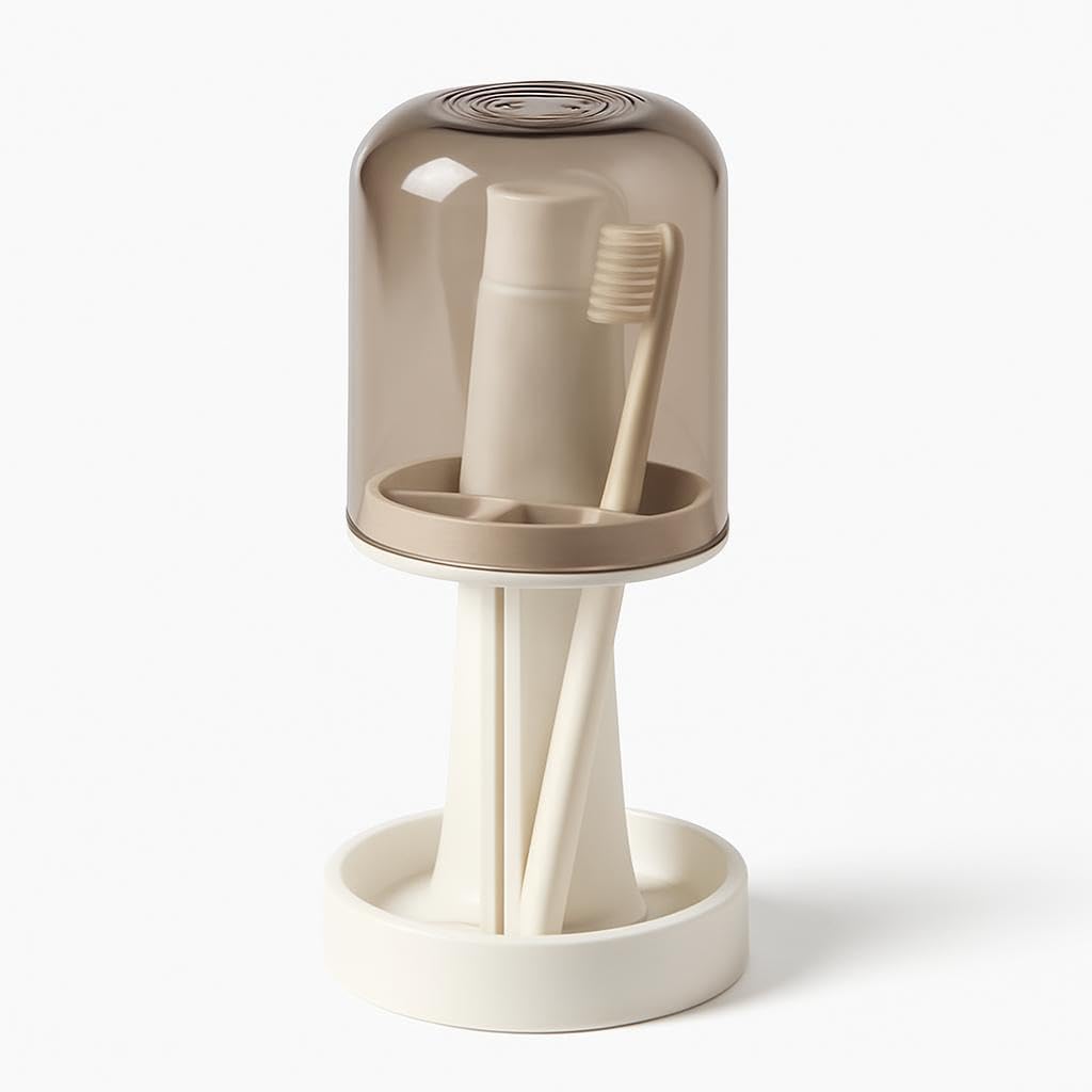 Stylish Transparent Gray/Pink Toothbrush Cup Holder