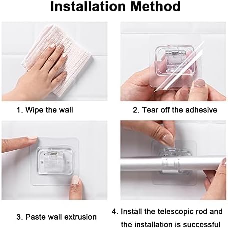 96 Pieces Nail-Free Adjustable Rod Holders (Transparent & White – PVC – 6×6 cm – Pack of 6)