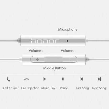 Original HUAWEI Honor Earphone AM115, Wired Half In-ear, 3.5mm Jack, Microphone Volume Control, For Huawei P10 P20 Lite