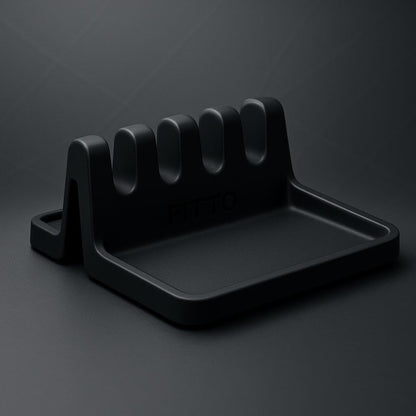 Extra Large Black Silicone Spoon Rest for Stove Top with Drip Pad - Heat-Resistant BPA-Free Utensil Holder for Kitchen Counter (1 Pack)