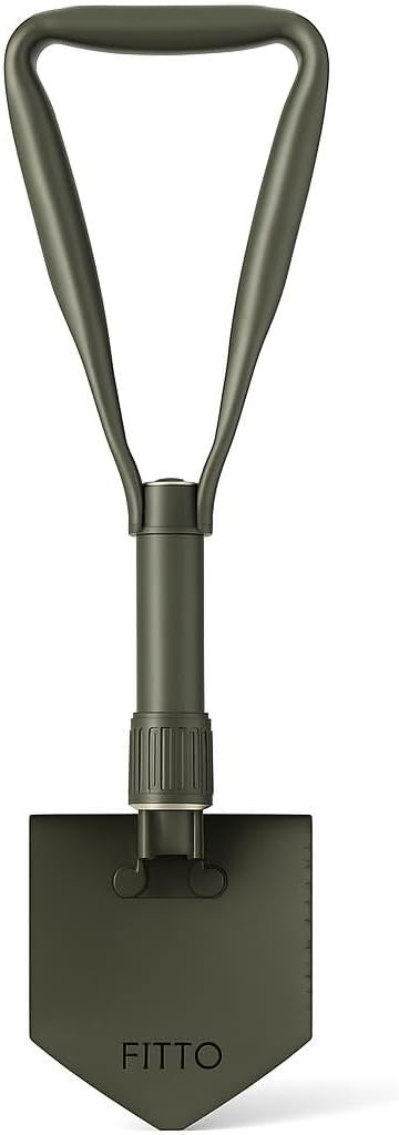 96 Pieces Compact Foldable Shovels with Green Handle and Triangular Blade for Outdoor Activities