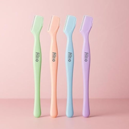 Eyebrow Razor Pack of 4 - Assorted Colors Facial Razor, Eyebrow Trimmer & Shaper for Women & Men, Dermaplaning Tool & Facial Hair Remover