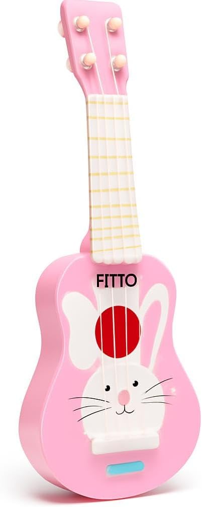 96 Pieces Plastic Cartoon Rabbit Mini Guitar Toys (Toddler Musical Instrument for Boys & Girls – Early Education – Kids Learning Music)