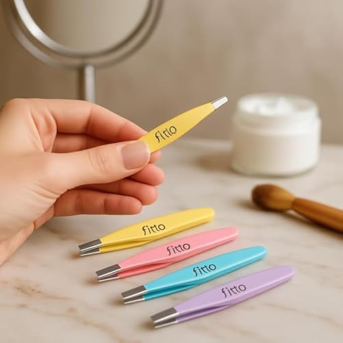 96 Pieces Tweezers Pack of 4 Assorted Colors - Stainless Steel Precision Eyebrow Tweezers for Hair Removal (Beauty & Grooming)