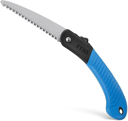 Folding Saw with Blue Handle for Wood Cutting and Gardening