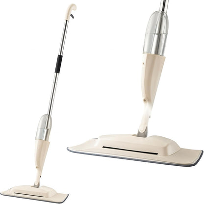 Water Spraying Sweeper Floor Cleaner - 360° Rotating Carbon Fiber Dust Mop, 300ml Refillable Tank, Waxing Mop with Washable Pad for Efficient Home Cleaning