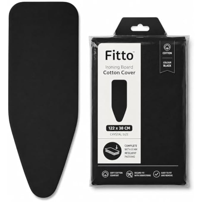 72 Pieces Ironing Board Covers (Full Black Cotton Cover with Elastic Fastener for Smooth Ironing Surface)